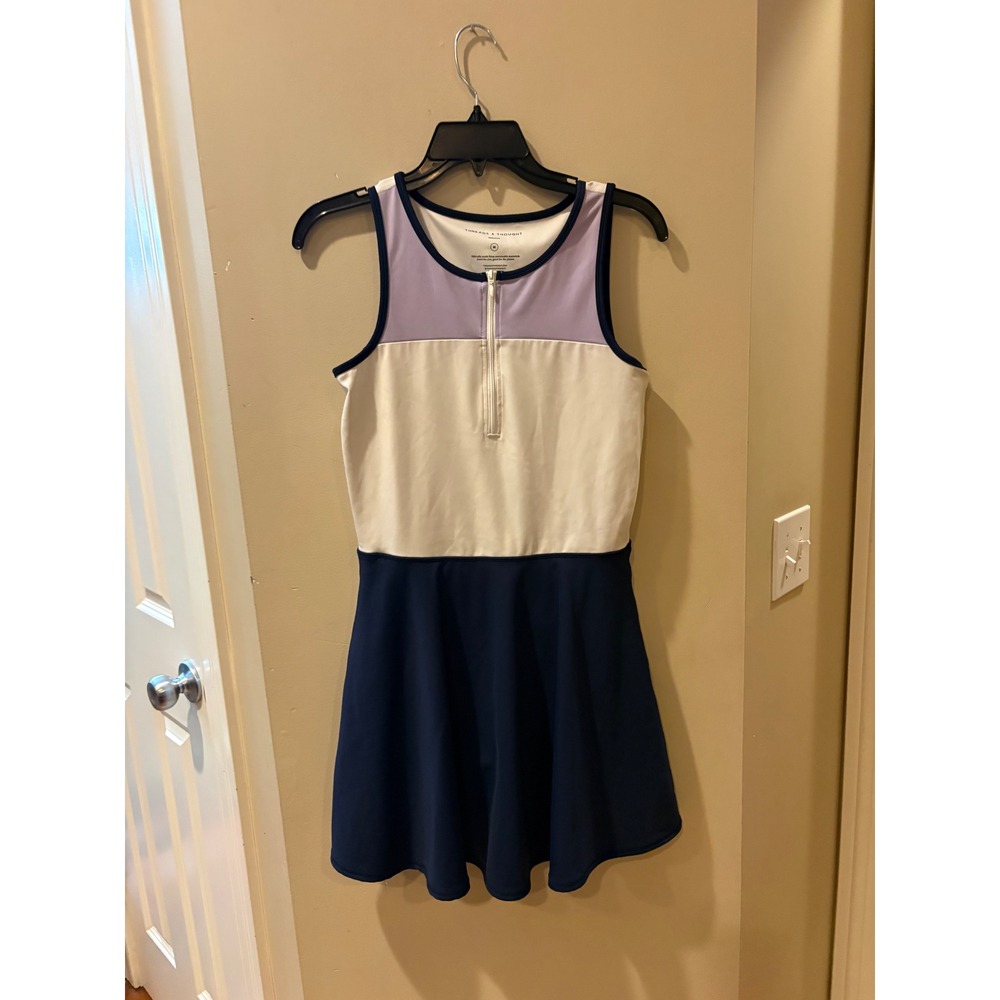 Threads 4 Thought ReActive Women M Medium golf Tennis Dress  Navy Purple Zip